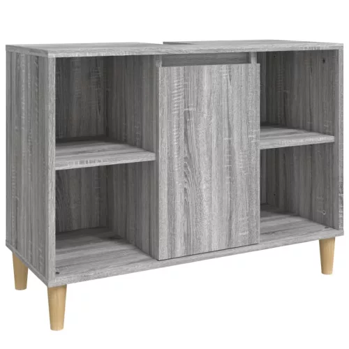 Szürke sonoma színű szerelt fa mosdószekrény 80 x 33 x 60 cm