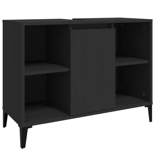Fekete szerelt fa mosdószekrény 80 x 33 x 60 cm