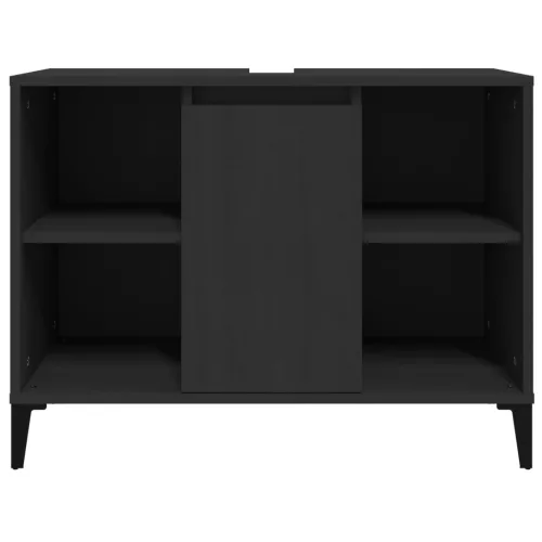 Fekete szerelt fa mosdószekrény 80 x 33 x 60 cm