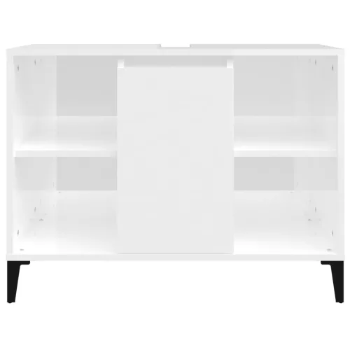 Magasfényű fehér szerelt fa mosdószekrény 80 x 33 x 60 cm