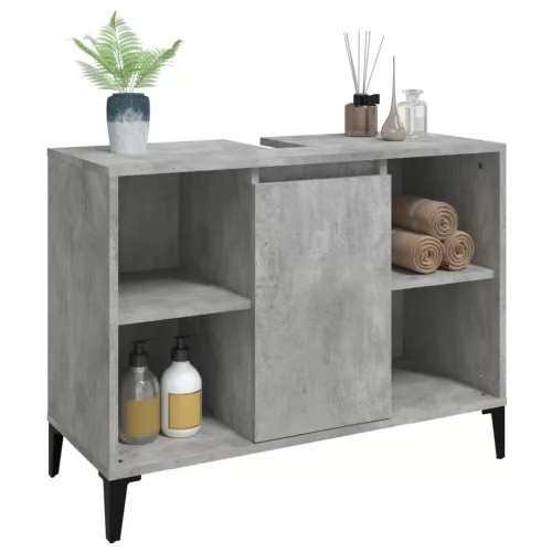 Betonszürke szerelt fa mosdószekrény 80 x 33 x 60 cm