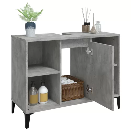 Betonszürke szerelt fa mosdószekrény 80 x 33 x 60 cm