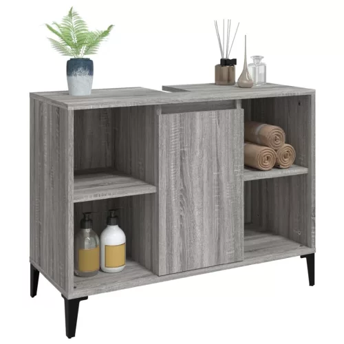 Szürke sonoma színű szerelt fa mosdószekrény 80 x 33 x 60 cm