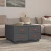 Szürke tömör fenyőfa dohányzóasztal 80 x 80 x 45 cm