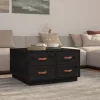 Fekete tömör fenyőfa dohányzóasztal 80x80x45 cm