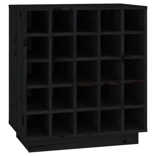 Fekete tömör fenyőfa borszekrény 55,5x34x61 cm