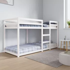 Fehér tömör fenyőfa emeletes ágy 80 x 200 cm