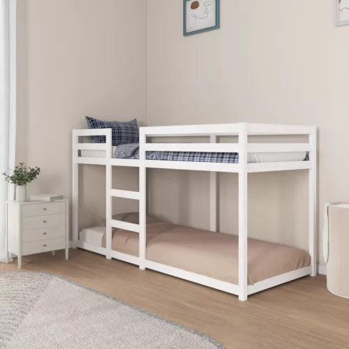 Fehér tömör fenyőfa emeletes ágy 80 x 200 cm