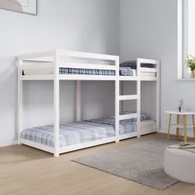 Fehér tömör fenyőfa emeletes ágy 75x190 cm