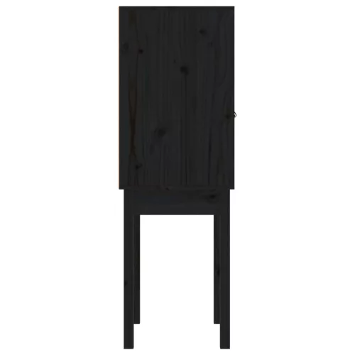 Fekete tömör fenyőfa magasszekrény 60 x 40 x 120 cm