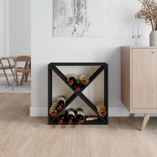 Fekete tömör fenyőfa borszekrény 62x25x62 cm