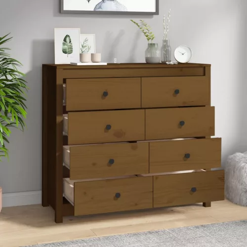 Mézbarna tömör fenyőfa kisszekrény 100 x 40 x 90 cm