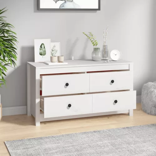 Fehér tömör fenyőfa kisszekrény 100x40x54 cm