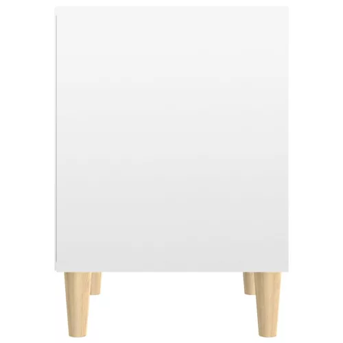 Magasfényű fehér szerelt fa éjjeliszekrény 40x35x50 cm