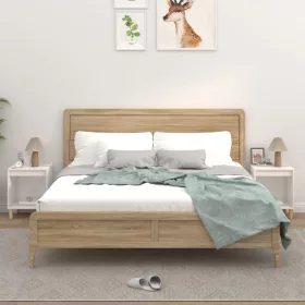 2 db magasfényű fehér éjjeliszekrény 40x35x50 cm