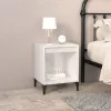 2 db magasfényű fehér éjjeliszekrény 40x35x50 cm