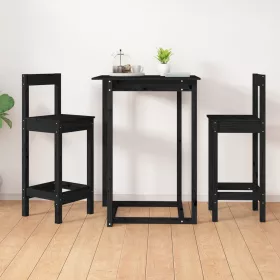 2 db fekete tömör fenyőfa bárszék 40 x 41,5 x 112 cm
