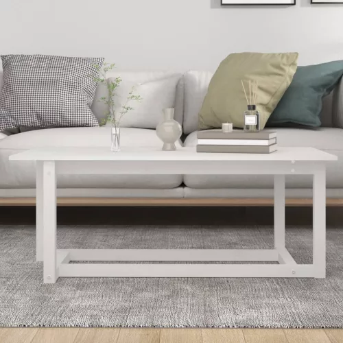 Fehér tömör fenyőfa dohányzóasztal 110 x 55 x 45 cm