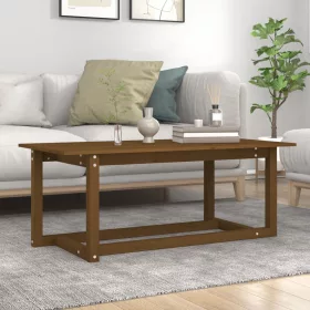 Mézbarna tömör fenyőfa dohányzóasztal 110 x 55 x 45 cm