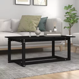 Fekete tömör fenyőfa dohányzóasztal 110 x 55 x 45 cm