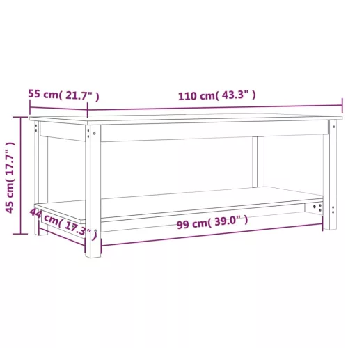Tömör fenyőfa dohányzóasztal 110 x 55 x 45 cm