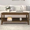 Mézbarna tömör fenyőfa dohányzóasztal 110 x 55 x 45 cm