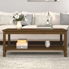 Mézbarna tömör fenyőfa dohányzóasztal 110 x 55 x 45 cm