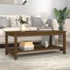 Mézbarna tömör fenyőfa dohányzóasztal 110 x 55 x 45 cm