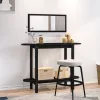 Fekete tömör fenyőfa tálalóasztal 110x40x80 cm