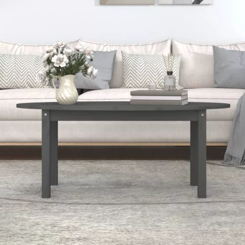 Szürke tömör fenyőfa dohányzóasztal 110 x 55 x 45 cm