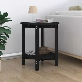 Fekete tömör fenyőfa dohányzóasztal Ø 55 x 60 cm