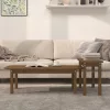 2 részes mézbarna tömör fenyőfa dohányzóasztalszett