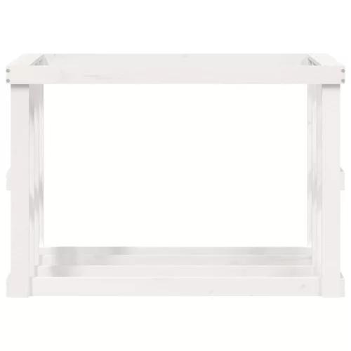 Fehér tömör fenyőfa kültéri rönktároló 108x52x74 cm