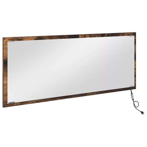 Tükör tükör lámpákkal Füstölt tölgy 90 x 8.5 x 37 cm Faanyag