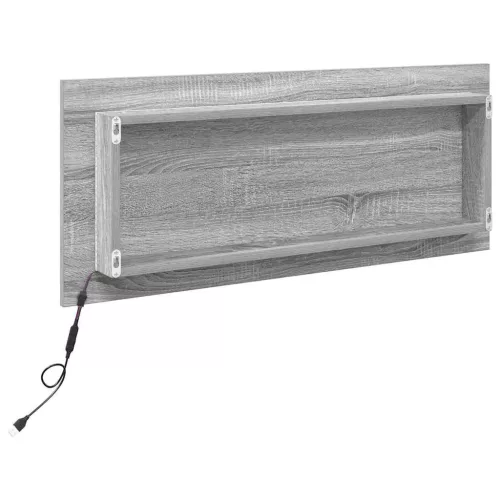 Tükör tükör lámpákkal Szürke sonoma 90 x 8.5 x 37 cm Faanyag