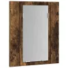 Füstöstölgy színű szerelt fa LED-es tükrös szekrény 40x12x45 cm
