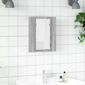   Szürke sonoma szerelt fa tükrös szekrény LED-del 40x12x45 cm