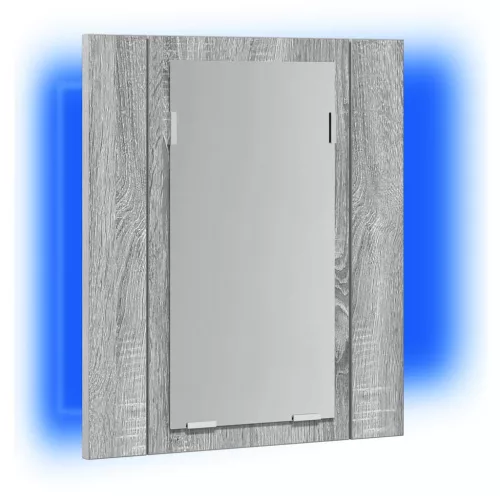 Szürke sonoma szerelt fa tükrös szekrény LED-del 40x12x45 cm