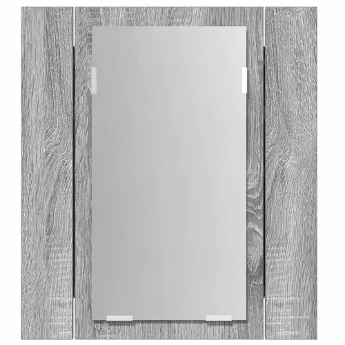 Szürke sonoma szerelt fa tükrös szekrény LED-del 40x12x45 cm