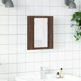   Barna tölgy szerelt fa tükrös szekrény LED-del 40 x 12 x 45 cm