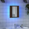 Barna tölgy szerelt fa tükrös szekrény LED-del 40 x 12 x 45 cm
