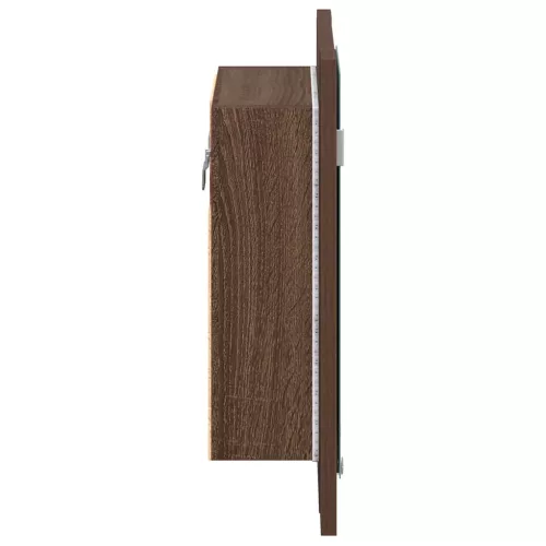 Barna tölgy szerelt fa tükrös szekrény LED-del 40 x 12 x 45 cm
