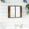 Füstös tölgy szerelt fa tükörszekrény LED-del 80x20,5x64 cm