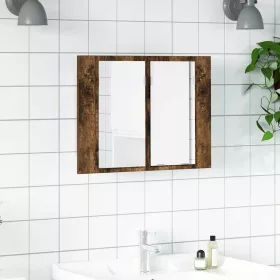   Füstös tölgy szerelt fa tükörszekrény LED-del 80x20,5x64 cm