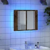 Füstös tölgy szerelt fa tükörszekrény LED-del 80x20,5x64 cm