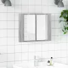 Szürke sonoma színű szerelt fa tükörszekrény LED-del 60x12x45cm