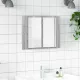 Szürke sonoma színű szerelt fa tükörszekrény LED-del 60x12x45cm