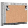 Szürke sonoma színű szerelt fa tükörszekrény LED-del 60x12x45cm