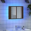 Barna tölgyszínű szerelt fa tükörszekrény LED-del 60x12x45 cm