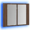 Barna tölgyszínű szerelt fa tükörszekrény LED-del 60x12x45 cm